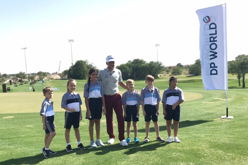 Par Excellence - students from Dubai Heights Academy get into the swing with golfing legend Ian Poulter